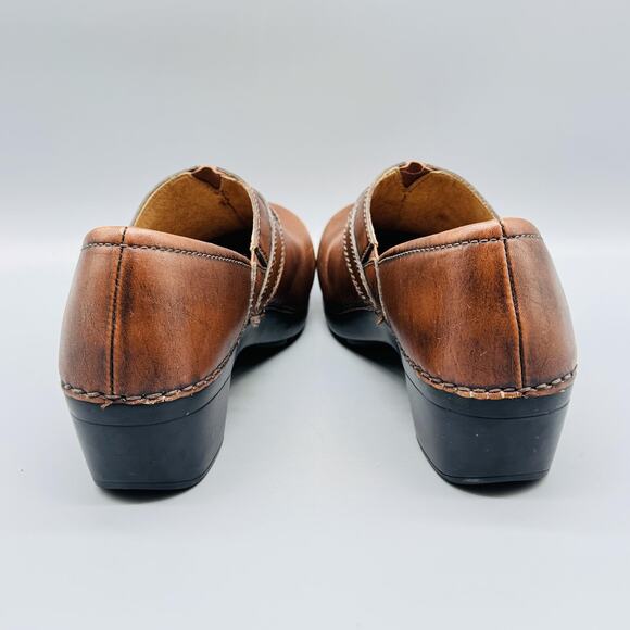 Dansko Shoes Women 8.5 Brown Leather Mary Jane Classic Clog Mule Slip On Comfort - Picture 6 of 11